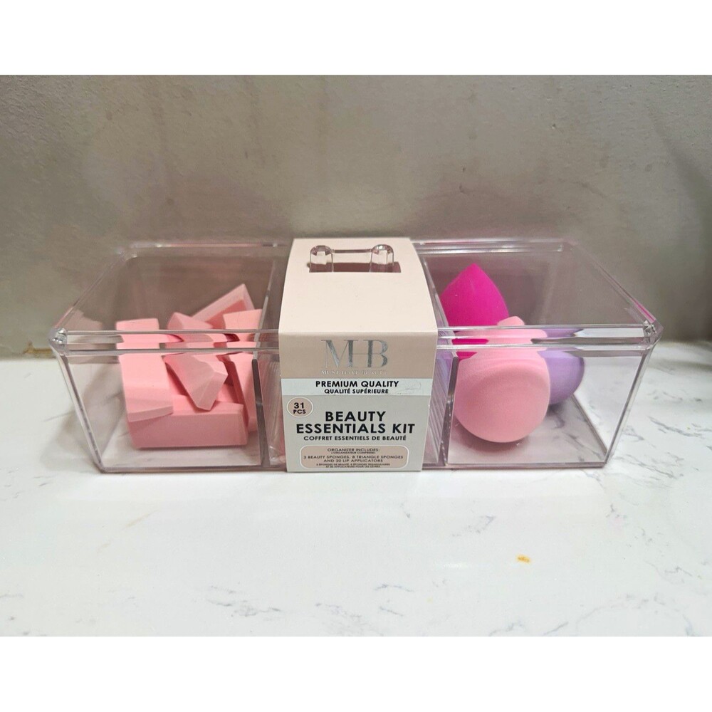 MB Beauty Essentials Kit 31pc Sponge Set Wedge & Egg Reusable Pink Purple